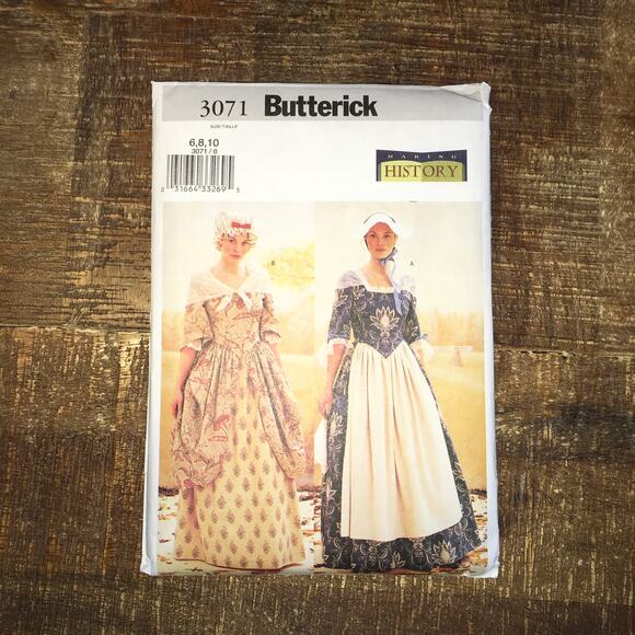 Butterick Sewing Pattern 3071 Making History Early American Dress 6-10 UNCUT - Picture 1 of 3